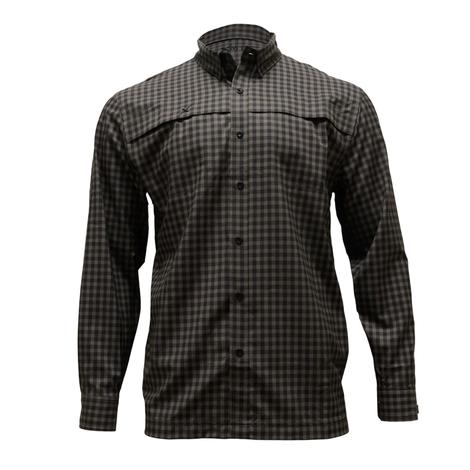 Xotic Dark Grey and Black Gingham Long Sleeve Hybrid Men's Shirt