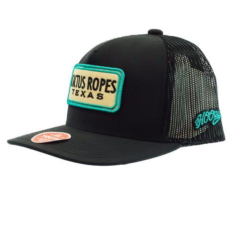 Hooey Cactus Ropes Black 5Panel Trucker with Tan Turquoise Logo Youth Cap