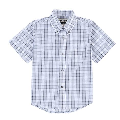 Wrangler Riata Grey Plaid Short Sleeve Buttondown Boy's Shirt