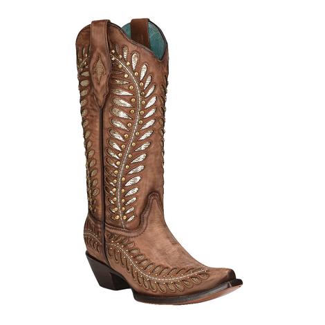 Corral Tan and Gold Inlay Women's Boots