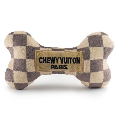 Haute Diggity Dog Large Checker Chewy Vuiton Bone Dog Toy