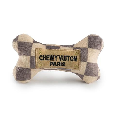 Haute Diggity Dog Small Checker Chewy Vuiton Bone Dog Toy