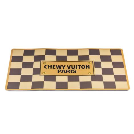 Haute Diggity Dog Checker Chewy Vuiton Dog Bowl Mat