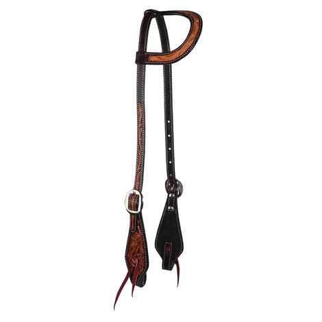 Western Dark Oil Pink Stones Studded One Ear Head Stall With Knotting 