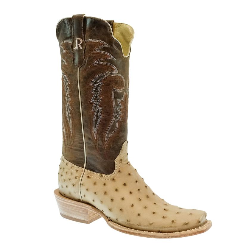 Sand Full Quill Ostrich Men's Boots by R. Watson
