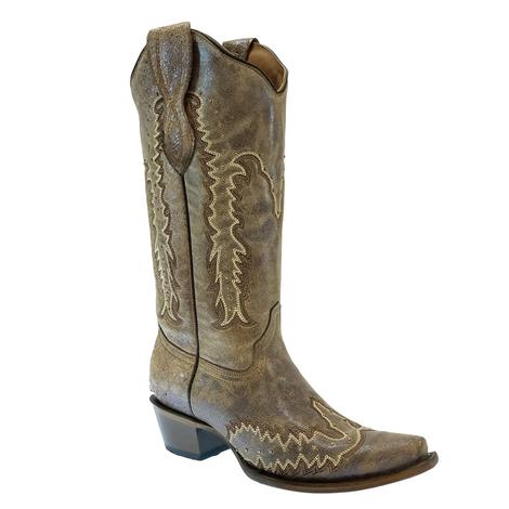 Circle G Bronze Embroidery Studded Women's Boots
