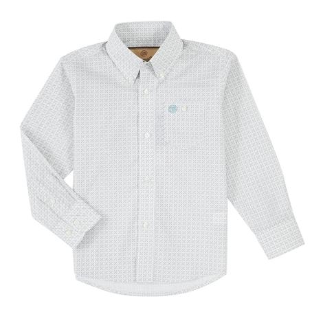 Wrangler Sea White Long Sleeve Buttondown Boy's Shirt