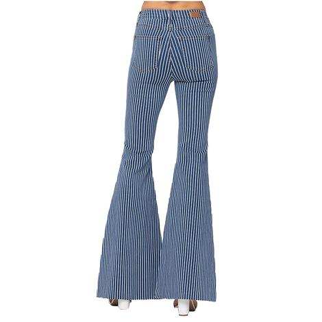 Judy Blue High Rise Pin Stripe Super Flare Women's Jeans 