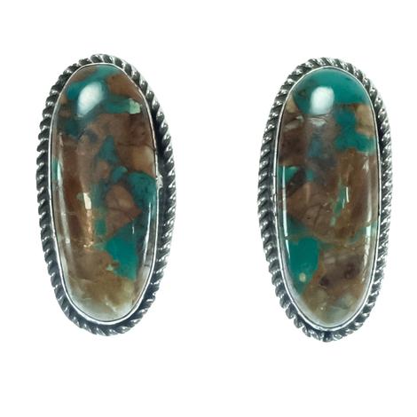 South Texas Tack Large Turquoise Stud Earrings 