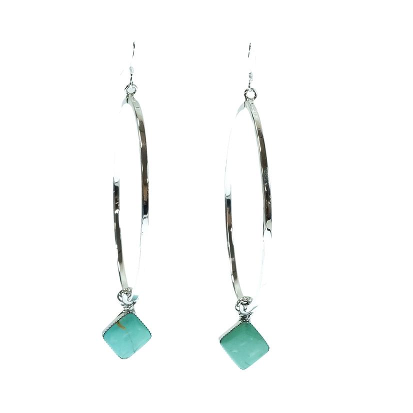  South Texas Tack Silver And Turquoise Loop Earrings