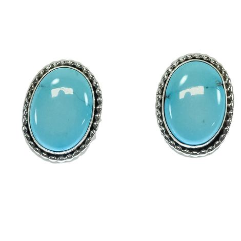 South Texas Tack Turquoise Oval Studs