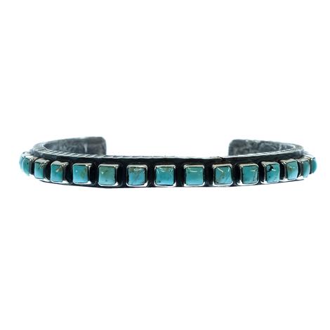 South Texas Tack Cuff with Turquoise Square Stones