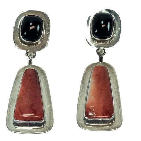 South Texas Tack Silver and Spiny Onyx Earrings