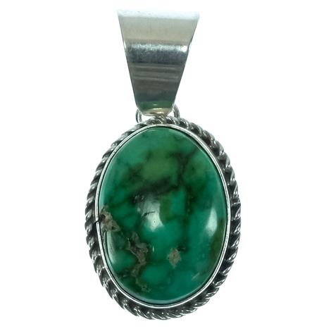 South Texas Tack Sterling Silver Oval Turquoise Stone Pendant