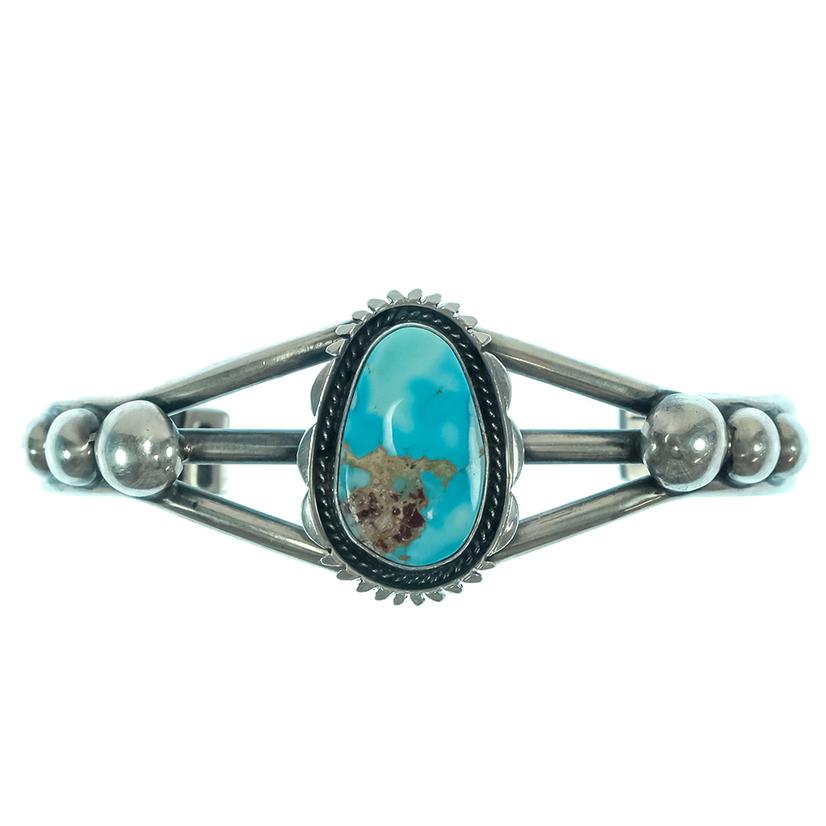  South Texas Tack Turquoise And Silver Cuff Oval