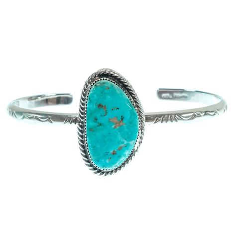 South Texas Tack Turquoise and Silver Cuff Natural 