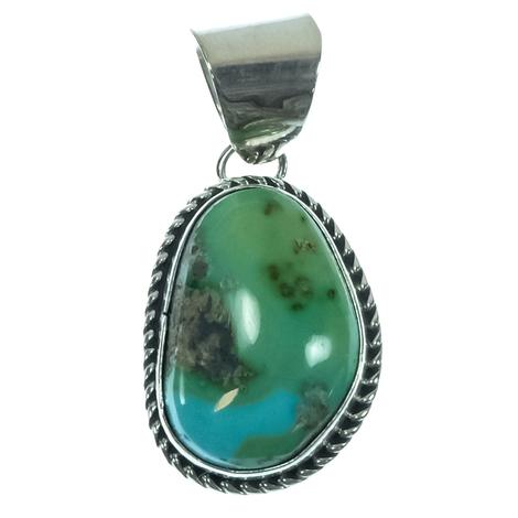 South Texas Tack Sterling Silver Antique Imperfect Oval Turquoise Stone Pendant