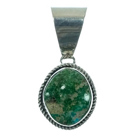 South Texas Tack Sterling Silver Imperfect Circle Green Stone Pendant