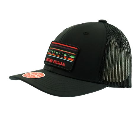 Hooey 'Horizon' Black 6Panel Trucker Youth Cap with Multi Color Black Rectangle Patch