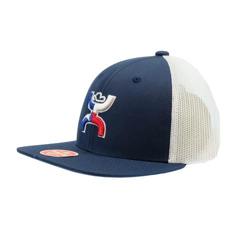 Hooey Texican 6-Panel Navy White Trucker Youth Cap with Texas Flag Hooey Logo