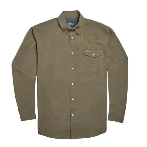 Texas Standard Guadalupe Green Long Sleeve Men's Western Field Shirt