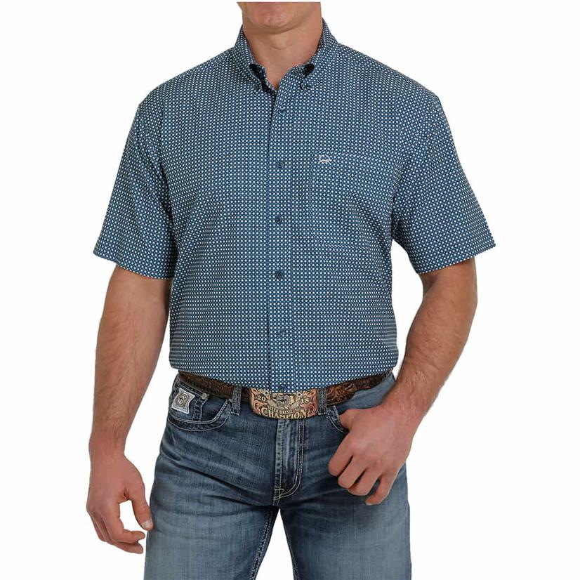  Cinch Dark Blue Short Sleeve Buttondown Men's Shirt