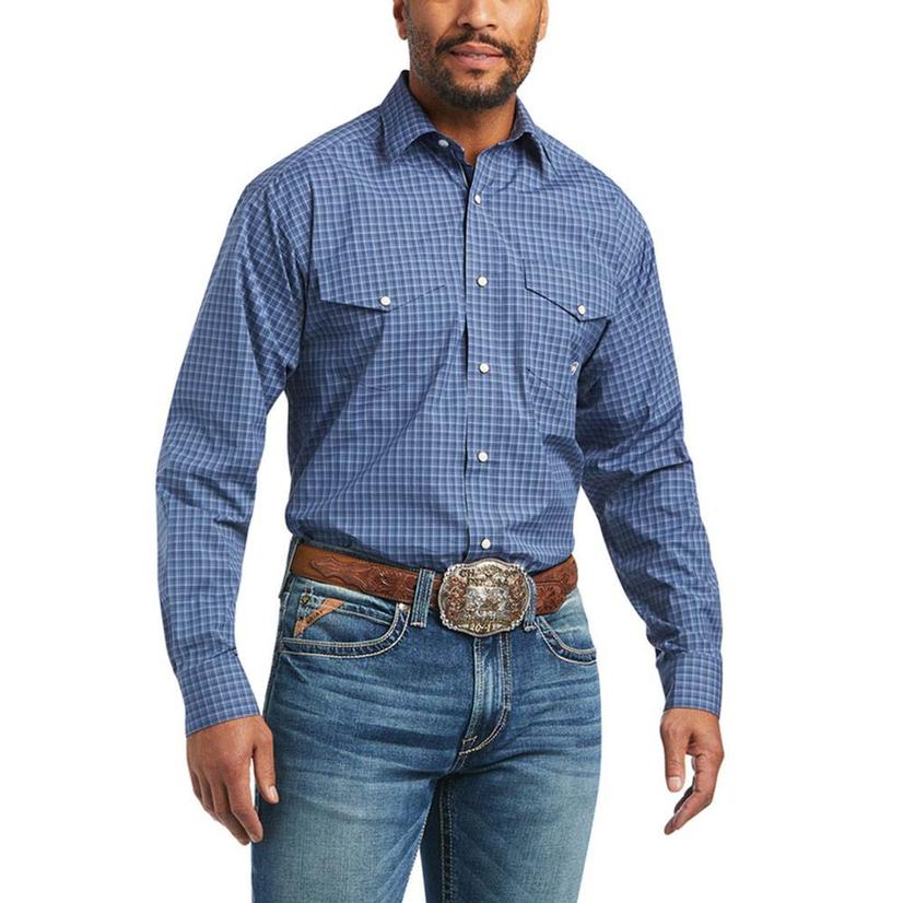  Ariat Carbon Blue Bryson Snap Long Sleeve Men's Shirt