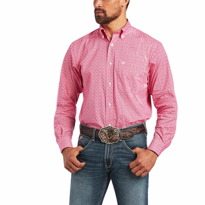  Ariat Casual Series Long Sleeve Buttondown Rose Pink Malachi Stretch Men's Shirt