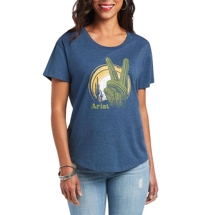  Ariat Blue Cactus Peace Women's T- Shirt