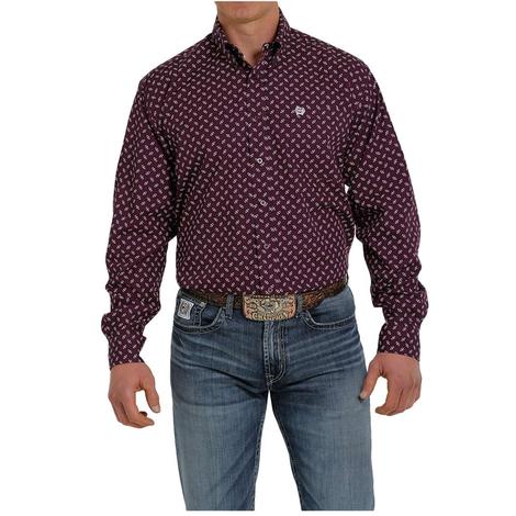 Cinch Purple Lock Buttondown Long Sleeve Men's Shirt
