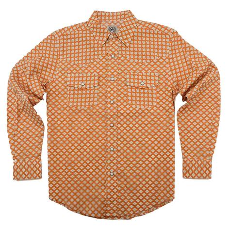 Cinch Orange and White Long Sleeve Snap Boy's Shirt