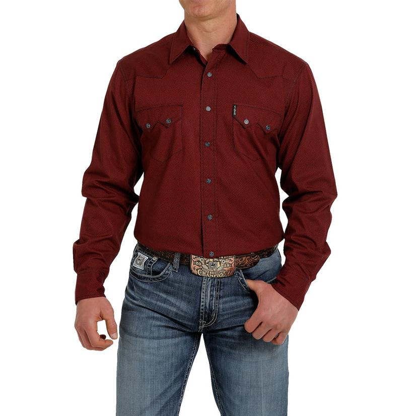  Cinch Red Snap Long Sleeve Men's Shirt