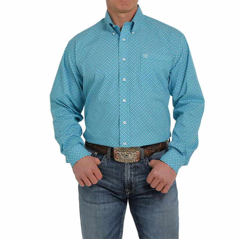  Cinch Blue Print Long Sleeve Buttondown Men's Shirt
