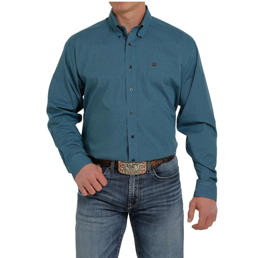  Cinch Blue Long Sleeve Buttondown Men's Shirt