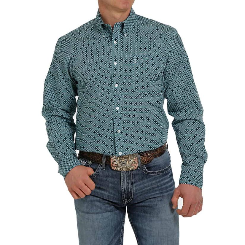  Cinch Turquoise Buttondown Long Sleeve Men's Shirt