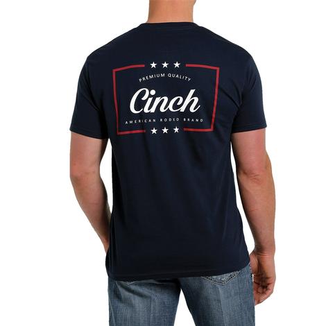 Cinch Crew Neck Navy Double Side Short Sleeve Men's T-Shirt