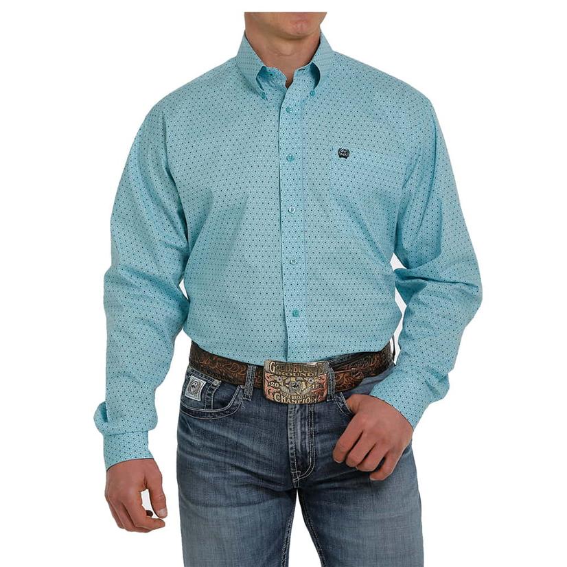  Cinch Turquoise Geometric Long Sleeve Buttondown Men's Shirt
