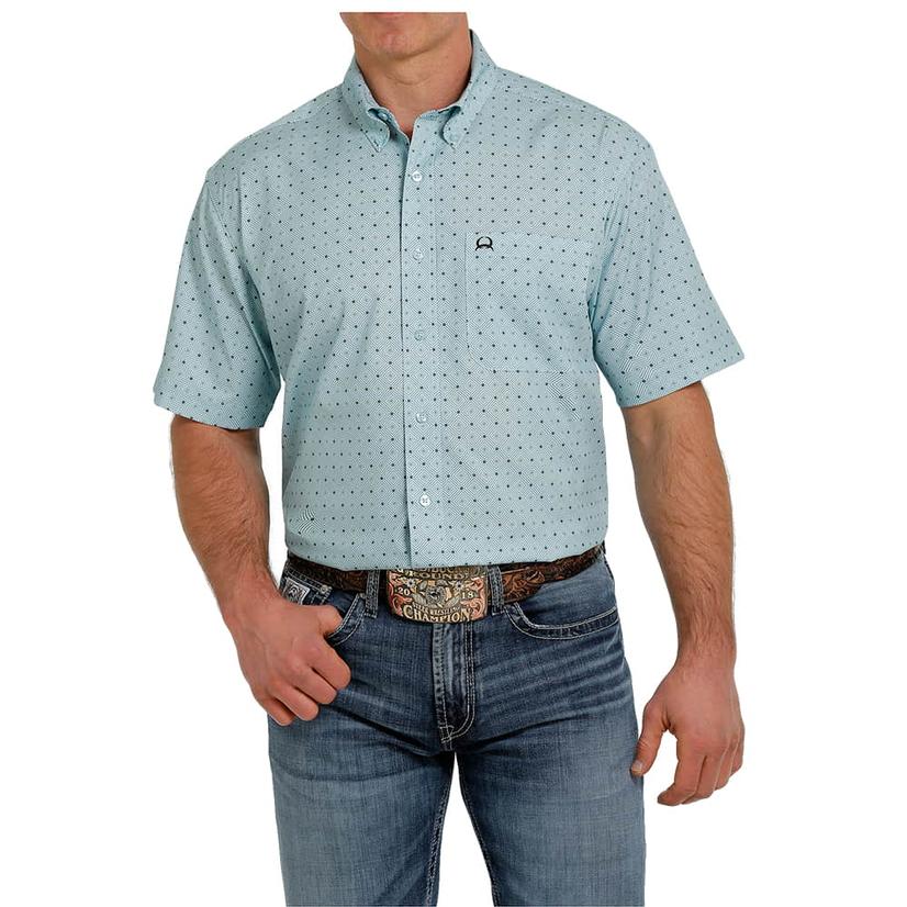  Cinch Light Blue Short Sleeve Buttondown Men's Shirt