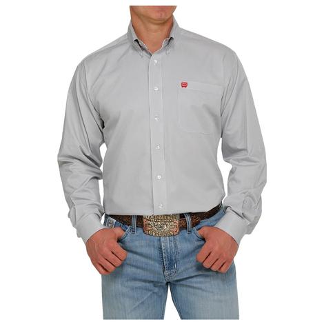 Cinch White Tencel Stripe Long Sleeve Buttondown Men's Shirt