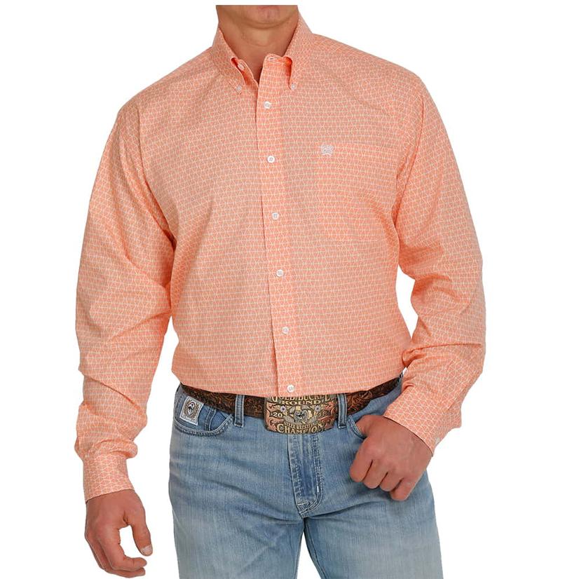  Cinch Coral Pattern Long Sleeve Buttondown Men's Shirt