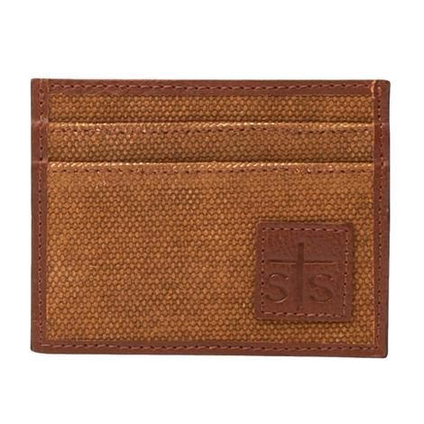 STS Ranchwear High Plains Cognac Leather & Canvas Card Wallet