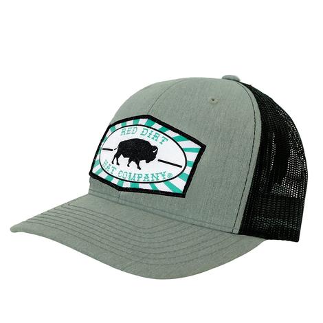 Red Dirt Hat Co Heather Grey Black Turquoise Buffalo Mesh Back Cap