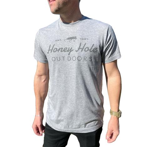 Honey Hole Charcoal Performance OG Cursive Short Sleeve Men's Shirt 