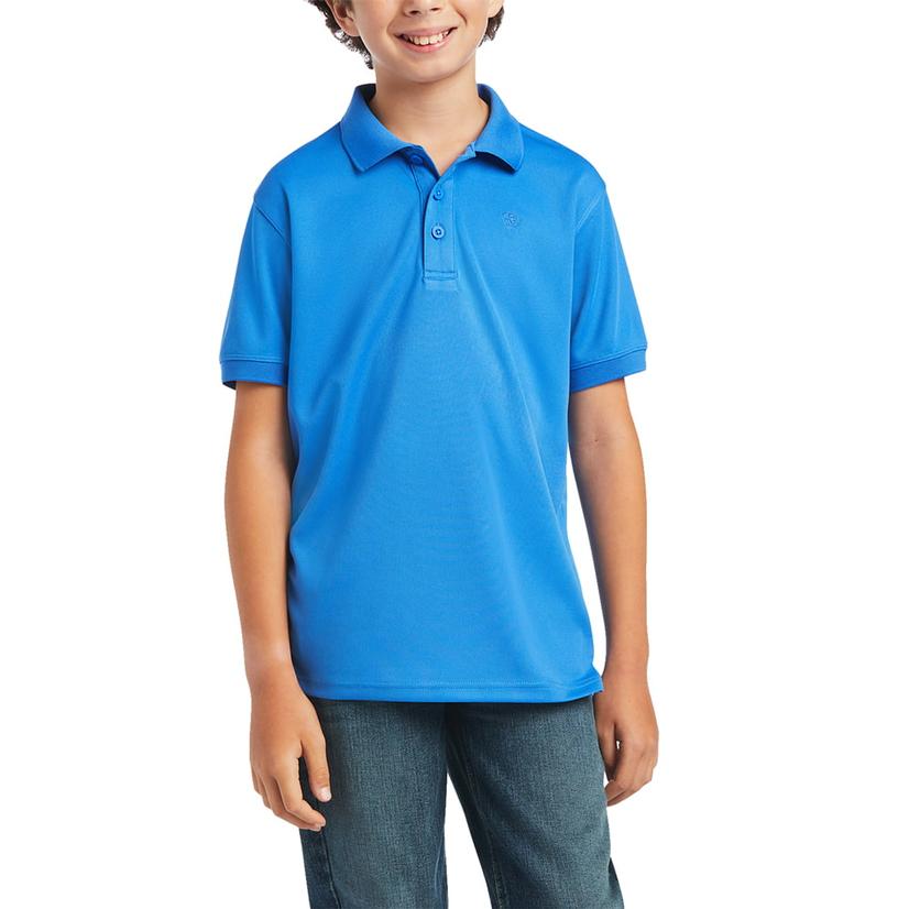  Ariat Tek Aegean Blue Short Sleeve Boy's Shirt