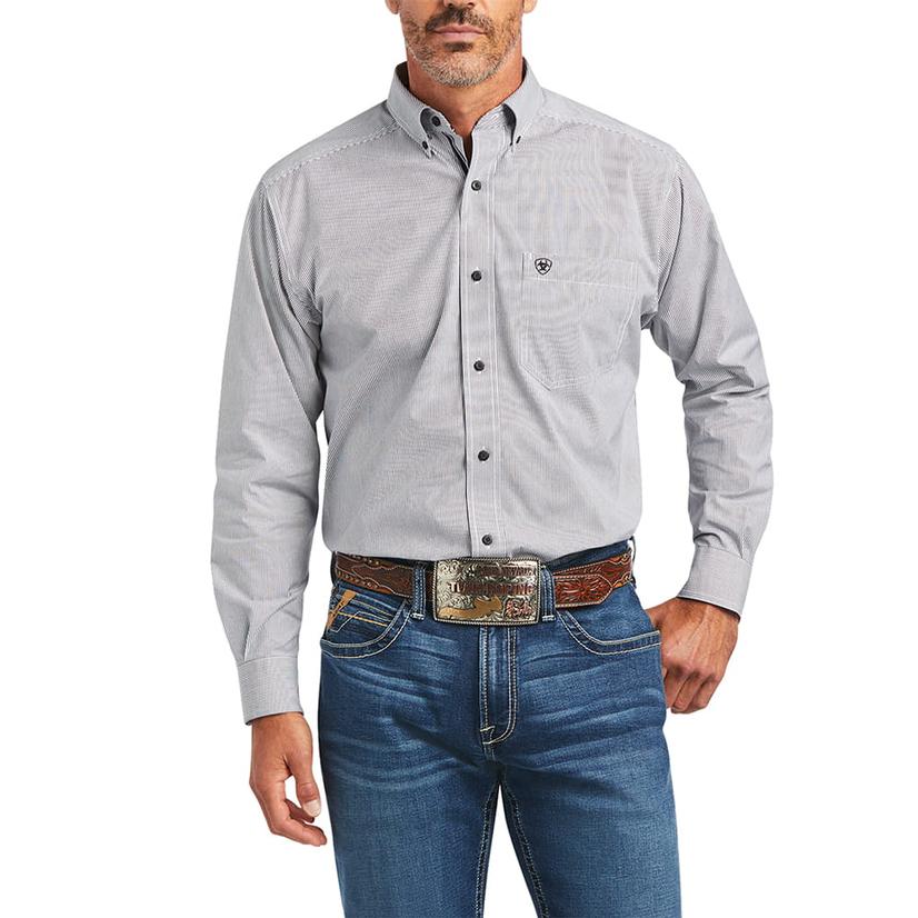  Ariat Men's Pro Series Dayne Mini Stripe Long Sleeve Buttondown Shirt