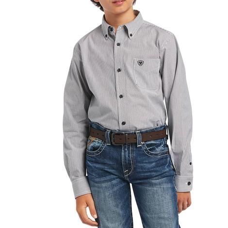 Ariat Boy's Pro Series Long Sleeve Buttondown Dayne Mini Stripe Shirt