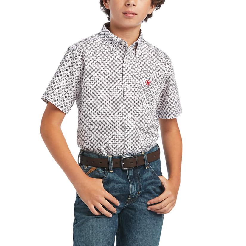  Ariat Boy's Casual Series Short Sleeve Buttondown Fionn Shirt
