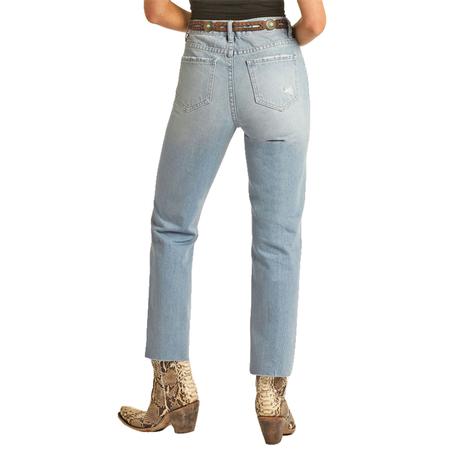 Rock And Roll Distressed Straight Crop Women's Jeans