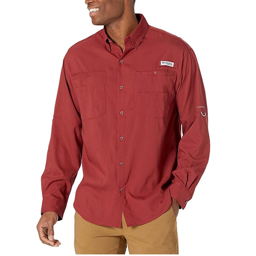  Columbia Pfg Tamiami Ii Red Jasper Long Sleeve Men's Shirt