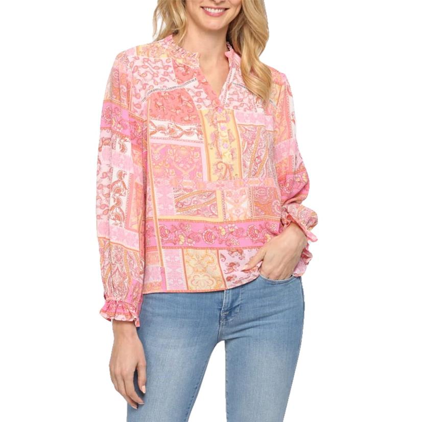  Fate Coral Paisley Print Women's Top